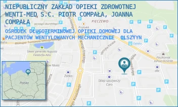 OŚRODEK DŁUGOTERMINOWEJ OPIEKI DOMOWEJ DLA PACJENTÓW WENTYLOWANYCH MECHANICZNIE - WENTI- MED SPÓŁKA Z OGRANICZONĄ ODPOWIEDZIALNOŚCIĄ - WŁADYSŁAWA GĘBIKA 10B,  OLSZTYN