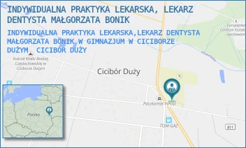 INDYWIDUALNA PRAKTYKA LEKARSKA,LEKARZ DENTYSTA MAŁGORZATA BONIK W GIMNAZJUM W CICIBORZE DUŻYM - INDYWIDUALNA PRAKTYKA LEKARSKA, LEKARZ DENTYSTA MAŁGORZATA BONIK - 1A,  CICIBÓR DUŻY