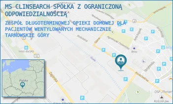 ZESPÓŁ DŁUGOTERMINOWEJ OPIEKI DOMOWEJ DLA PACJENTÓW WENTYLOWANYCH MECHANICZNIE - MS CLINSEARCH SPÓŁKA Z OGRANICZONĄ ODPOWIEDZIALNOŚCIĄ - UL. KOŚCIELNA 30,  TARNOWSKIE GÓRY