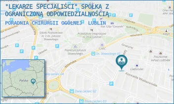 PORADNIA CHIRURGII OGÓLNEJ - "LEKARZE SPECJALIŚCI" SPÓŁKA Z OGRANICZONĄ ODPOWIEDZIALNOŚCIĄ - WALLENRODA 15,  LUBLIN