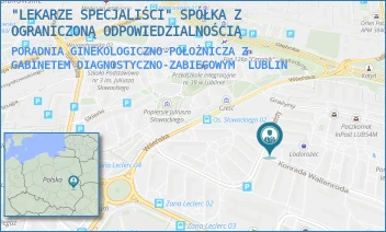 PORADNIA GINEKOLOGICZNO-POŁOŻNICZA Z GABINETEM DIAGNOSTYCZNO-ZABIEGOWYM - "LEKARZE SPECJALIŚCI" SPÓŁKA Z OGRANICZONĄ ODPOWIEDZIALNOŚCIĄ - WALLENRODA 15,  LUBLIN