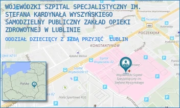 ODDZIAŁ DZIECIĘCY Z IZBĄ PRZYJĘĆ - WOJEWÓDZKI SZPITAL SPECJALISTYCZNY IM. STEFANA KARDYNAŁA WYSZYŃSKIEGO SAMODZIELNY PUBLICZNY ZAKŁAD OPIEKI ZDROWOTNEJ W LUBLINIE - AL. KRAŚNICKA 100,  LUBLIN