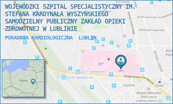 PORADNIA KARDIOLOGICZNA - WOJEWÓDZKI SZPITAL SPECJALISTYCZNY IM. STEFANA KARDYNAŁA WYSZYŃSKIEGO SAMODZIELNY PUBLICZNY ZAKŁAD OPIEKI ZDROWOTNEJ W LUBLINIE - ZBIGNIEWA HERBERTA 21,  LUBLIN