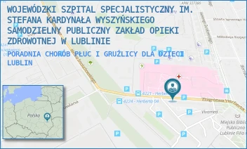 PORADNIA CHORÓB PŁUC I GRUŹLICY DLA DZIECI - WOJEWÓDZKI SZPITAL SPECJALISTYCZNY IM. STEFANA KARDYNAŁA WYSZYŃSKIEGO SAMODZIELNY PUBLICZNY ZAKŁAD OPIEKI ZDROWOTNEJ W LUBLINIE - ZBIGNIEWA HERBERTA 21,  LUBLIN