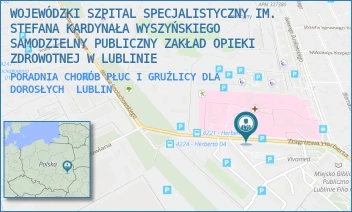 PORADNIA CHORÓB PŁUC I GRUŹLICY DLA DOROSŁYCH - WOJEWÓDZKI SZPITAL SPECJALISTYCZNY IM. STEFANA KARDYNAŁA WYSZYŃSKIEGO SAMODZIELNY PUBLICZNY ZAKŁAD OPIEKI ZDROWOTNEJ W LUBLINIE - ZBIGNIEWA HERBERTA 21,  LUBLIN