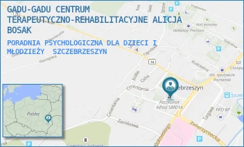 PORADNIA PSYCHOLOGICZNA DLA DZIECI I MŁODZIEŻY - GADU-GADU CENTRUM TERAPEUTYCZNO-REHABILITACYJNE ALICJA BOSAK - PLAC TADEUSZA KOŚCIUSZKI 28,  SZCZEBRZESZYN