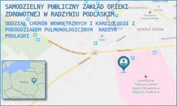 ODDZIAŁ CHORÓB WEWNĘTRZNYCH I KARDIOLOGII Z PODODDZIAŁEM PULMONOLOGICZNYM - SAMODZIELNY PUBLICZNY ZAKŁAD OPIEKI ZDROWOTNEJ W RADZYNIU PODLASKIM - WISZNICKA 111,  RADZYŃ PODLASKI