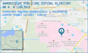 KLINICZNY ODDZIAŁ REUMATOLOGII I UKŁADOWYCH CHORÓB TKANKI ŁĄCZNEJ - UNIWERSYTECKI SZPITAL KLINICZNY NR 4 W LUBLINIE - DR. K. JACZEWSKIEGO 8,  LUBLIN