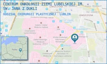 ODDZIAŁ CHIRURGII PLASTYCZNEJ - CENTRUM ONKOLOGII ZIEMI LUBELSKIEJ IM. ŚW. JANA Z DUKLI - DRA KAZIMIERZA JACZEWSKIEGO 7,  LUBLIN