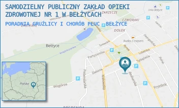 PORADNIA GRUŹLICY I CHORÓB PŁUC - SAMODZIELNY PUBLICZNY ZAKŁAD OPIEKI ZDROWOTNEJ NR 1 W BEŁŻYCACH - BEDNARSKA 2,  BEŁŻYCE