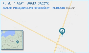 ZAKŁAD PIELĘGNACYJNO-OPIEKUŃCZY - P. W. " AGA"  AGATA JĄCZYK - KLIMUSIN 24,  KLIMUSIN