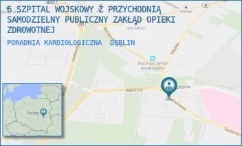 PORADNIA KARDIOLOGICZNA - 6 SZPITAL WOJSKOWY Z PRZYCHODNIĄ SAMODZIELNY PUBLICZNY ZAKŁAD OPIEKI ZDROWOTNEJ - SZPITALNA 2,  DĘBLIN