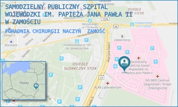 PORADNIA CHIRURGII NACZYŃ - SAMODZIELNY PUBLICZNY SZPITAL WOJEWÓDZKI IM. PAPIEŻA JANA PAWŁA II W ZAMOŚCIU - ALEJE JANA PAWŁA 10,  ZAMOŚĆ