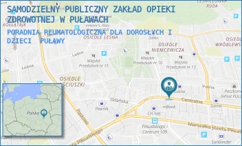 PORADNIA REUMATOLOGICZNA DLA DOROSŁYCH I DZIECI - SAMODZIELNY PUBLICZNY ZAKŁAD OPIEKI ZDROWOTNEJ W PUŁAWACH - CENTRALNA 16,  PUŁAWY
