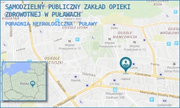 PORADNIA NEFROLOGICZNA - SAMODZIELNY PUBLICZNY ZAKŁAD OPIEKI ZDROWOTNEJ W PUŁAWACH - CENTRALNA 16,  PUŁAWY