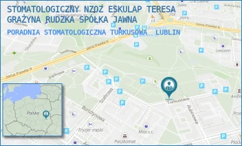 PORADNIA STOMATOLOGICZNA TURKUSOWA - STOMATOLOGICZNY NZOZ ESKULAP TERESA GRAŻYNA RUDZKA SPÓŁKA JAWNA - TURKUSOWA 12,  LUBLIN