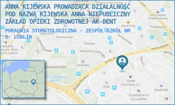PORADNIA STOMATOLOGICZNA - ZESPÓŁ SZKÓŁ NR 5 - ANNA KIJEWSKA PROWADZĄCA DZIAŁALNOŚĆ POD NAZWĄ KIJEWSKA ANNA NIEPUBLICZNY ZAKŁAD OPIEKI ZDROWOTNEJ AK-DENT - JÓZEFA ELSNERA 5,  LUBLIN