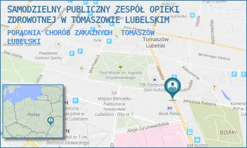 PORADNIA CHORÓB ZAKAŹNYCH - SAMODZIELNY PUBLICZNY ZESPÓŁ OPIEKI ZDROWOTNEJ W TOMASZOWIE LUBELSKIM - PETERA 1,  TOMASZÓW LUBELSKI