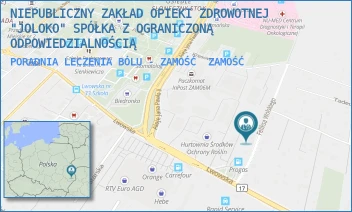 PORADNIA LECZENIA BÓLU - ZAMOŚĆ - NIEPUBLICZNY ZAKŁAD OPIEKI ZDROWOTNEJ "JOLOKO" SPÓŁKA Z OGRANICZONĄ ODPOWIEDZIALNOŚCIĄ - FELIKSA WOLSKIEGO 5,  ZAMOŚĆ