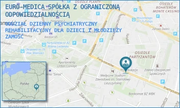 ODDZIAŁ DZIENNY PSYCHIATRYCZNY REHABILITACYJNY DLA DZIECI I MŁODZIEŻY - EURO-MEDICA SPÓŁKA Z OGRANICZONĄ ODPOWIEDZIALNOŚCIĄ - PARTYZANTÓW 11,  ZAMOŚĆ