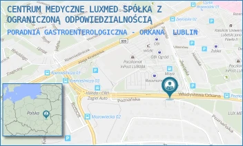 PORADNIA GASTROENTEROLOGICZNA - ORKANA - CENTRUM MEDYCZNE LUXMED SPÓŁKA Z OGRANICZONĄ ODPOWIEDZIALNOŚCIĄ - WŁADYSŁAWA ORKANA 7,  LUBLIN