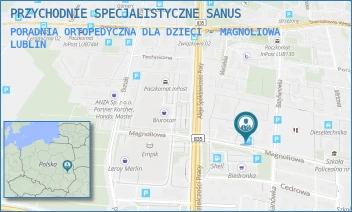 PORADNIA ORTOPEDYCZNA DLA DZIECI - MAGNOLIOWA - PRZYCHODNIE SPECJALISTYCZNE SANUS - MAGNOLIOWA 2,  LUBLIN