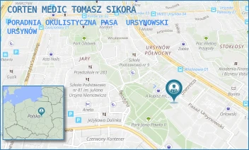 PORADNIA OKULISTYCZNA PASA URSYNOWSKI - CORTEN MEDIC TOMASZ SIKORA - PASA URSYNOWSKI 9,  URSYNÓW