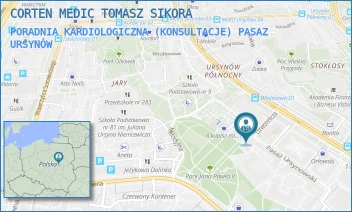 PORADNIA KARDIOLOGICZNA (KONSULTACJE) PASAZ - CORTEN MEDIC TOMASZ SIKORA - PASA URSYNOWSKI 9,  URSYNÓW