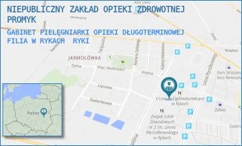 GABINET PIELĘGNIARKI OPIEKI DŁUGOTERMINOWEJ FILIA W RYKACH - NIEPUBLICZNY ZAKŁAD OPIEKI ZDROWOTNEJ PROMYK - LEONA WYCZÓŁKOWSKIEGO 6,  RYKI