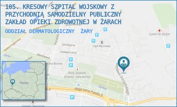 ODDZIAŁ DERMATOLOGICZNY - 105. KRESOWY SZPITAL WOJSKOWY Z PRZYCHODNIĄ SAMODZIELNY PUBLICZNY ZAKŁAD OPIEKI ZDROWOTNEJ W ŻARACH - UL. DOMAŃSKIEGO 2,  ŻARY