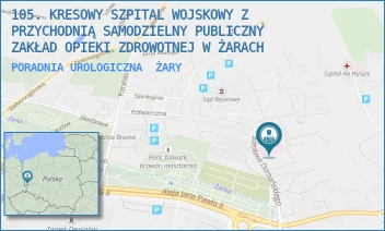 PORADNIA UROLOGICZNA - 105. KRESOWY SZPITAL WOJSKOWY Z PRZYCHODNIĄ SAMODZIELNY PUBLICZNY ZAKŁAD OPIEKI ZDROWOTNEJ W ŻARACH - UL. DOMAŃSKIEGO 2,  ŻARY