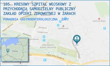 PORADNIA GASTROENTEROLOGICZNA - 105. KRESOWY SZPITAL WOJSKOWY Z PRZYCHODNIĄ SAMODZIELNY PUBLICZNY ZAKŁAD OPIEKI ZDROWOTNEJ W ŻARACH - UL. DOMAŃSKIEGO 2,  ŻARY