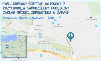 PORADNIA REUMATOLOGICZNA - 105. KRESOWY SZPITAL WOJSKOWY Z PRZYCHODNIĄ SAMODZIELNY PUBLICZNY ZAKŁAD OPIEKI ZDROWOTNEJ W ŻARACH - UL. DOMAŃSKIEGO 2,  ŻARY