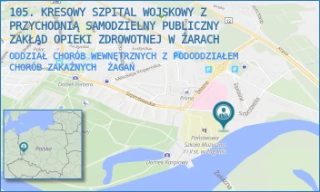 ODDZIAŁ CHORÓB WEWNĘTRZNYCH Z PODODDZIAŁEM CHORÓB ZAKAŹNYCH - 105. KRESOWY SZPITAL WOJSKOWY Z PRZYCHODNIĄ SAMODZIELNY PUBLICZNY ZAKŁAD OPIEKI ZDROWOTNEJ W ŻARACH - UL. ŻELAZNA 1A,  ŻAGAŃ