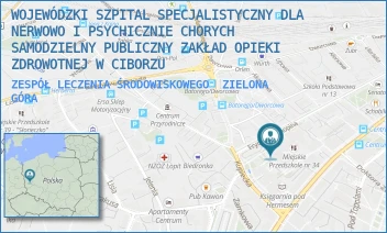 ZESPÓŁ LECZENIA ŚRODOWISKOWEGO - WOJEWÓDZKI SZPITAL SPECJALISTYCZNY DLA NERWOWO I PSYCHICZNIE CHORYCH SAMODZIELNY PUBLICZNY ZAKŁAD OPIEKI ZDROWOTNEJ W CIBORZU - UL. FRYDERYKA CHOPINA 9,  ZIELONA GÓRA