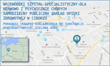 PORADNIA TERAPII UZALEŻNIENIA OD SUBSTANCJI PSYCHOAKTYWNYCH - WOJEWÓDZKI SZPITAL SPECJALISTYCZNY DLA NERWOWO I PSYCHICZNIE CHORYCH SAMODZIELNY PUBLICZNY ZAKŁAD OPIEKI ZDROWOTNEJ W CIBORZU - UL. FRYDERYKA CHOPINA 9,  ZIELONA GÓRA