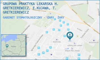 GABINET STOMATOLOGICZNY - ŻARY - GRUPOWA PRAKTYKA LEKARSKA H. GRETKIEREWICZ, E.KUJAWA, T. GRETKIEREWICZ - UL. KAROLA SZYMANOWSKIEGO 8,  ŻARY