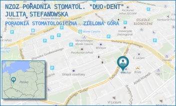 PORADNIA STOMATOLOGICZNA - NZOZ PORADNIA STOMATOL. "DUO-DENT" JULITA STEFANOWSKA - UL. ANIELI KRZYWOŃ 2,  ZIELONA GÓRA