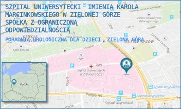PORADNIA UROLOGICZNA DLA DZIECI - SZPITAL UNIWERSYTECKI  IMIENIA KAROLA MARCINKOWSKIEGO W ZIELONEJ GÓRZE SPÓŁKA Z OGRANICZONĄ ODPOWIEDZIALNOŚCIĄ - UL. LUDWIKA WARYŃSKIEGO 2,  ZIELONA GÓRA
