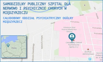 CAŁODOBOWY ODDZIAŁ PSYCHIATRYCZNY OGÓLNY - SAMODZIELNY PUBLICZNY SZPITAL DLA NERWOWO I PSYCHICZNIE CHORYCH W MIĘDZYRZECZU - UL. POZNAŃSKA 109,  MIĘDZYRZECZ
