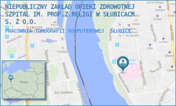 PRACOWNIA TOMOGRAFII KOMPUTEROWEJ - NIEPUBLICZNY ZAKŁAD OPIEKI ZDROWOTNEJ SZPITAL IM. PROF.Z.RELIGI W SŁUBICACH S. Z O.O. - UL. NADODRZAŃSKA 6,  SŁUBICE
