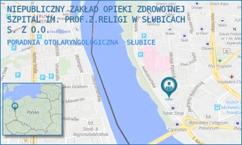 PORADNIA OTOLARYNGOLOGICZNA - NIEPUBLICZNY ZAKŁAD OPIEKI ZDROWOTNEJ SZPITAL IM. PROF.Z.RELIGI W SŁUBICACH S. Z O.O. - UL. MICKIEWICZA 6,  SŁUBICE