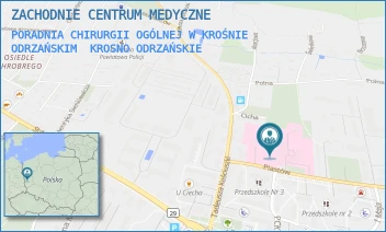 PORADNIA CHIRURGII OGÓLNEJ W KROŚNIE ODRZAŃSKIM - ZACHODNIE CENTRUM MEDYCZNE SPÓŁKA Z OGRANICZONĄ ODPOWIEDZIALNOŚCIĄ - UL. PIASTÓW 3,  KROSNO ODRZAŃSKIE