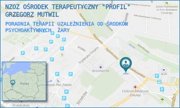 PORADNIA TERAPII UZALEŻNIENIA OD ŚRODKÓW PSYCHOAKTYWNYCH - NZOZ OŚRODEK TERAPEUTYCZNY "PROFIL" GRZEGORZ MUTWIL - UL. JAGIELLOŃSKA 13-13A,  ŻARY