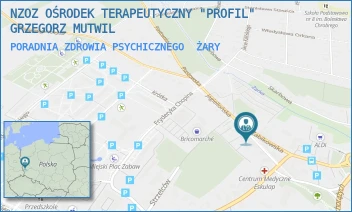 PORADNIA ZDROWIA PSYCHICZNEGO - NZOZ OŚRODEK TERAPEUTYCZNY "PROFIL" GRZEGORZ MUTWIL - UL. JAGIELLOŃSKA 13-13A,  ŻARY