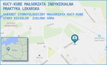 GABINET STOMATOLOGICZNY MAŁGORZATA KUCY-KUBE STARY KISIELIN - KUCY-KUBE MAŁGORZATA INDYWIDUALNA PRAKTYKA LEKARSKA - STARY KISIELIN-SZKOLNA 27A,  ZIELONA GÓRA
