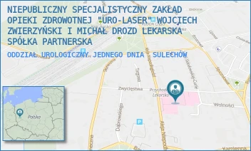 ODDZIAŁ UROLOGICZNY JEDNEGO DNIA - NIEPUBLICZNY SPECJALISTYCZNY ZAKŁAD OPIEKI ZDROWOTNEJ "URO-LASER" WOJCIECH ZWIERZYŃSKI I MICHAŁ DROZD LEKARSKA SPÓŁKA PARTNERSKA - UL. ZWYCIĘSTWA 1,  SULECHÓW