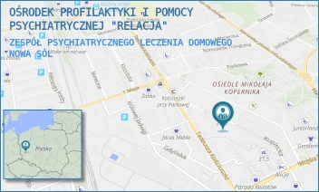 ZESPÓŁ PSYCHIATRYCZNEGO LECZENIA DOMOWEGO - OŚRODEK PROFILAKTYKI I POMOCY PSYCHIATRYCZNEJ "RELACJA" - UL. KUPIECKA 17,  NOWA SÓL