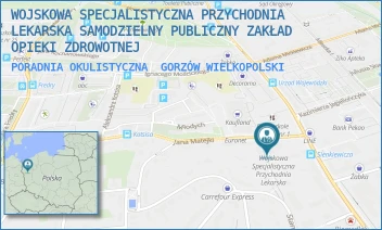 PORADNIA OKULISTYCZNA - WOJSKOWA SPECJALISTYCZNA PRZYCHODNIA LEKARSKA SAMODZIELNY PUBLICZNY ZAKŁAD OPIEKI ZDROWOTNEJ - UL. HENRYKA SIENKIEWICZA 10-11,  GORZÓW WIELKOPOLSKI