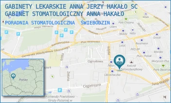 PORADNIA STOMATOLOGICZNA - GABINETY LEKARSKIE ANNA JERZY HAKAŁO SC GABINET STOMATOLOGICZNY ANNA HAKAŁO - UL. MATEJKI 1/108 [BRAK],  ŚWIEBODZIN